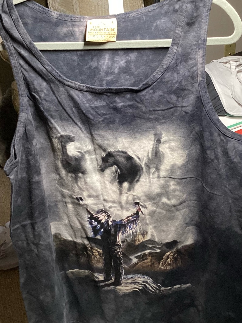The Mountain Black and Gray Spirit Horse Tank Top